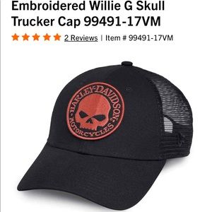 Harley Davidson Trucker Cap with Orange Embroidered Skull